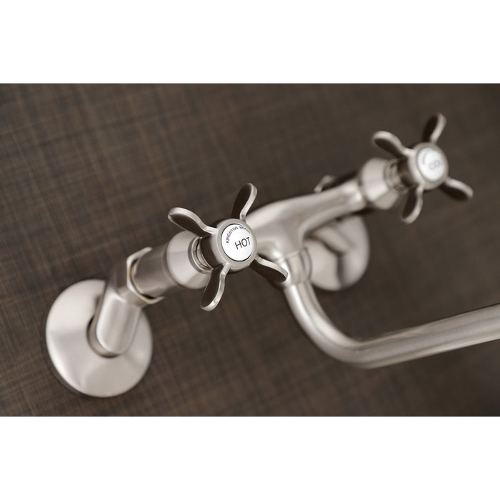 Kingston Brass KS115SN Essex Adjustable Center Wall Mount Bathroom Faucet, Brushed Nickel