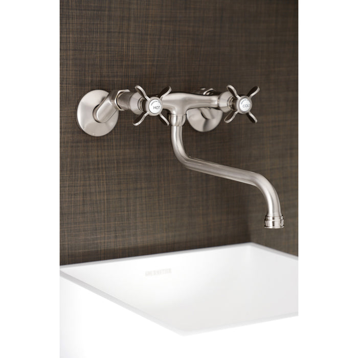 Kingston Brass KS115SN Essex Adjustable Center Wall Mount Bathroom Faucet, Brushed Nickel