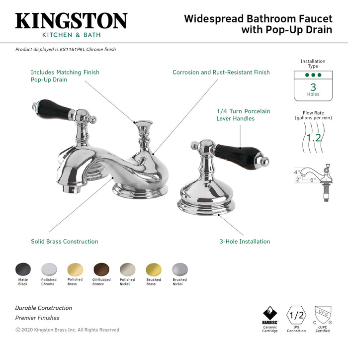 Kingston Brass KS1165PKL Duchess Widespread Bathroom Faucet with Brass Pop-Up Drain, Oil Rubbed Bronze