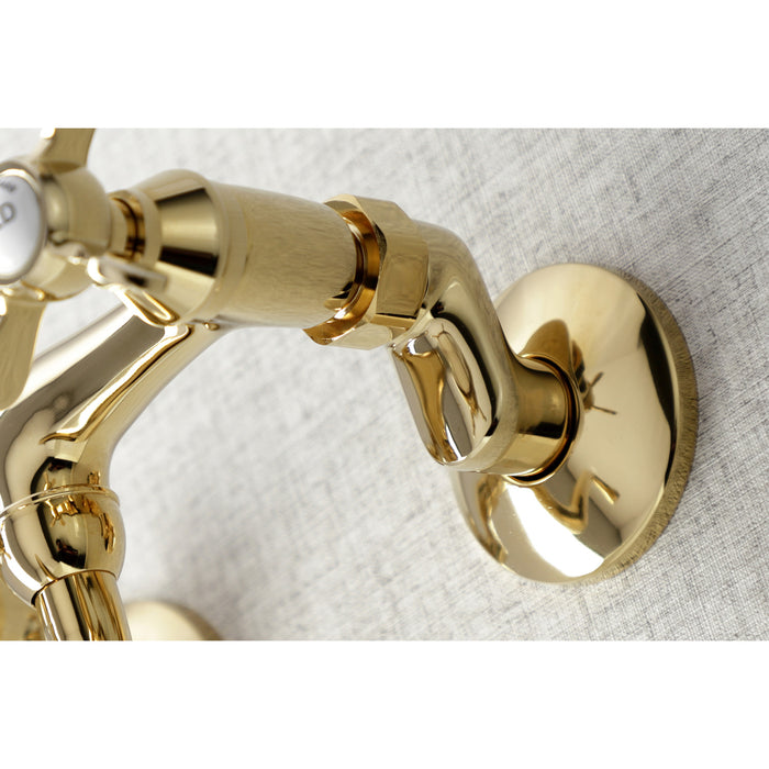 Kingston Brass KS116PB Essex Adjustable Center Wall Mount Bathroom Faucet, Polished Brass