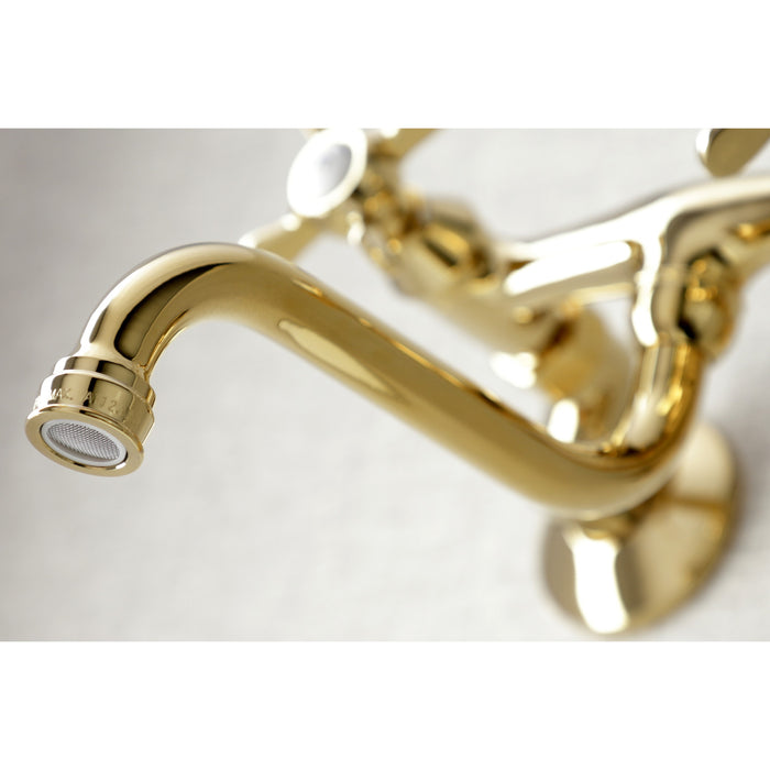 Kingston Brass KS116PB Essex Adjustable Center Wall Mount Bathroom Faucet, Polished Brass
