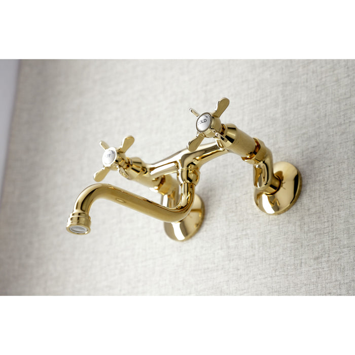 Kingston Brass KS116PB Essex Adjustable Center Wall Mount Bathroom Faucet, Polished Brass