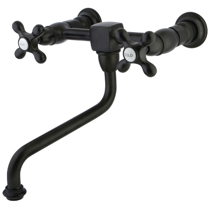 Kingston Brass KS1215AX Heritage Double-Handle Wall Mount Bathroom Faucet, Oil Rubbed Bronze