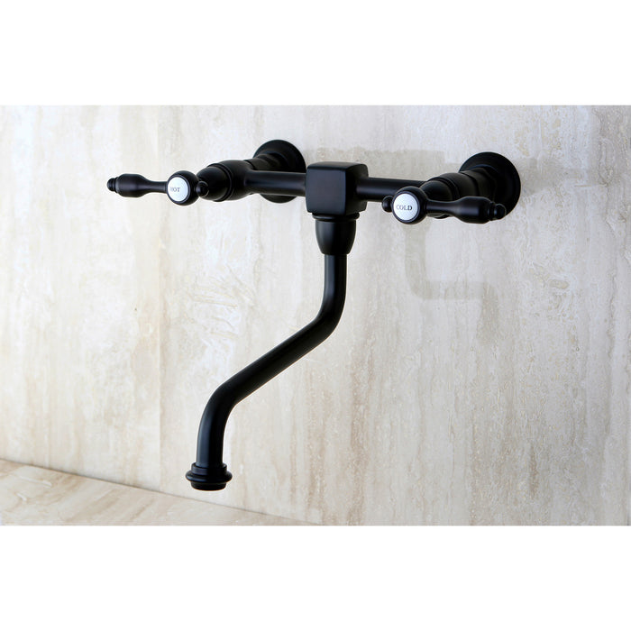 Kingston Brass KS1215TAL Tudor Double-Handle Wall Mount Bathroom Faucet, Oil Rubbed Bronze