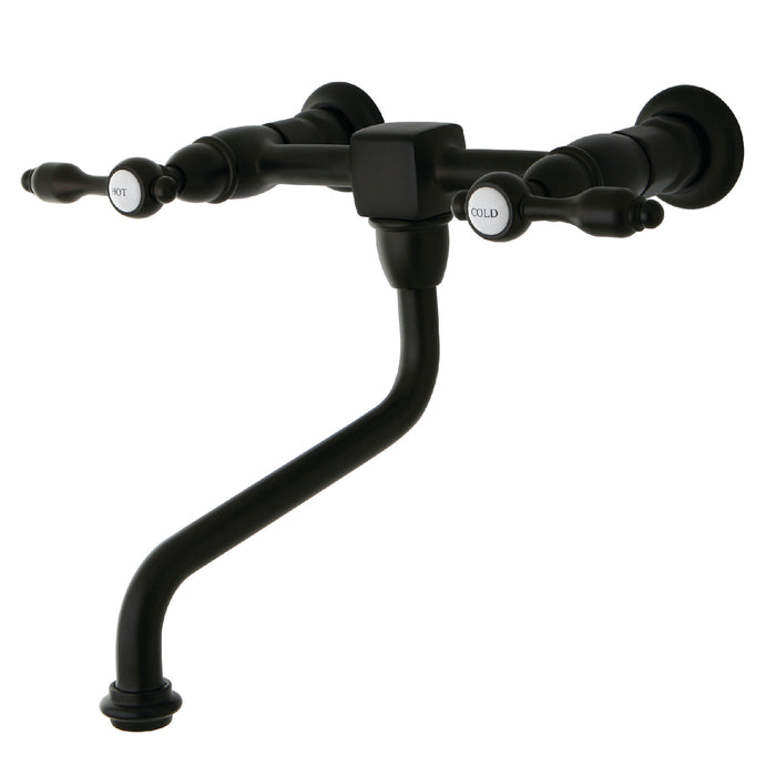 Kingston Brass KS1215TAL Tudor Double-Handle Wall Mount Bathroom Faucet, Oil Rubbed Bronze