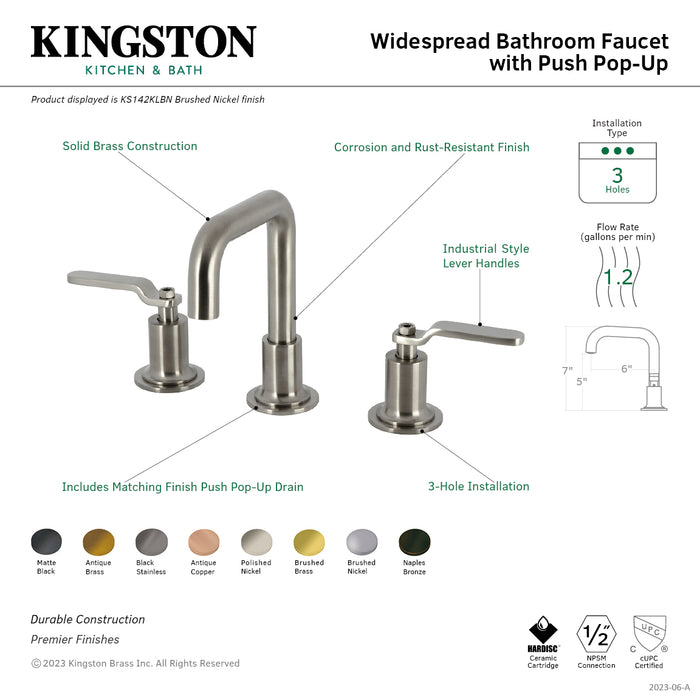 Kingston Brass KS142KLNB Whitaker Widespread Bathroom Faucet with Push Pop-Up Drain, Naples Bronze