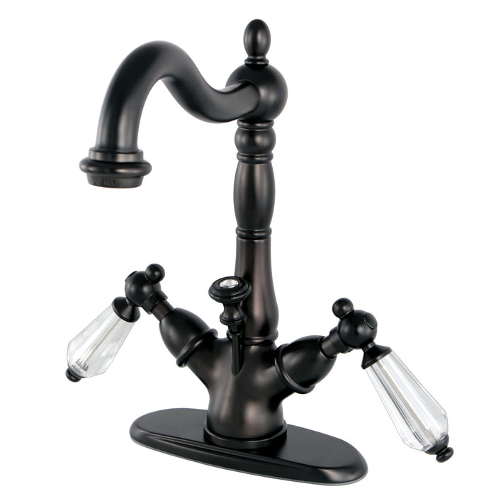 Kingston Brass KS1435WLL Wilshire Double-Handle 4" Centerset Bathroom Faucet with Brass Pop-Up, Oil Rubbed Bronze