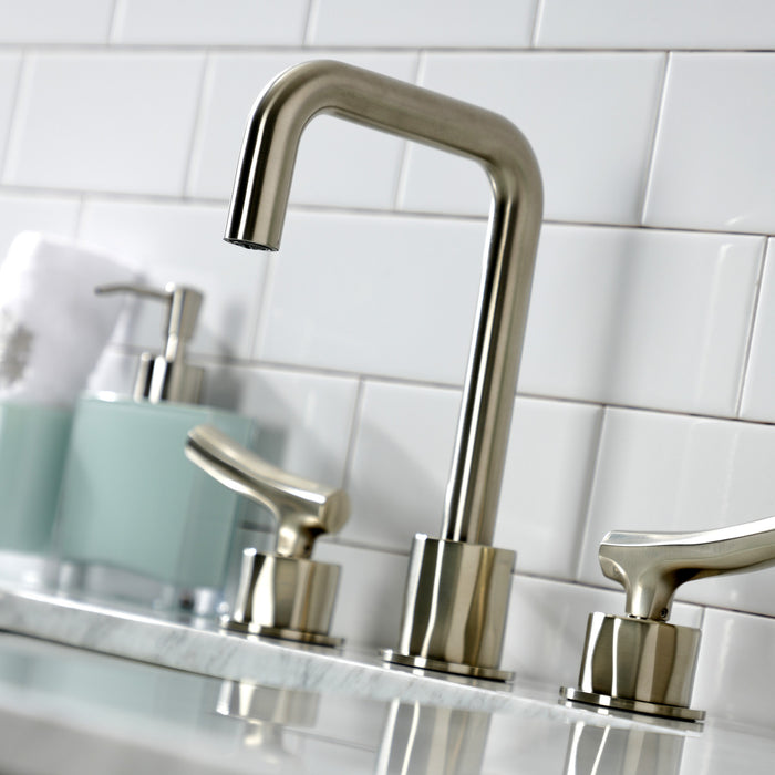 Kingston Brass KS1458TKL Hallerbos Widespread Bathroom Faucet with Push Pop-Up Drain, Brushed Nickel