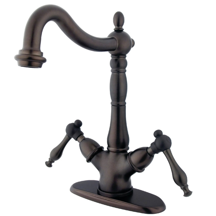 Kingston Brass KS1495NL Heritage Double-Handle Vessel Sink Faucet, Oil Rubbed Bronze