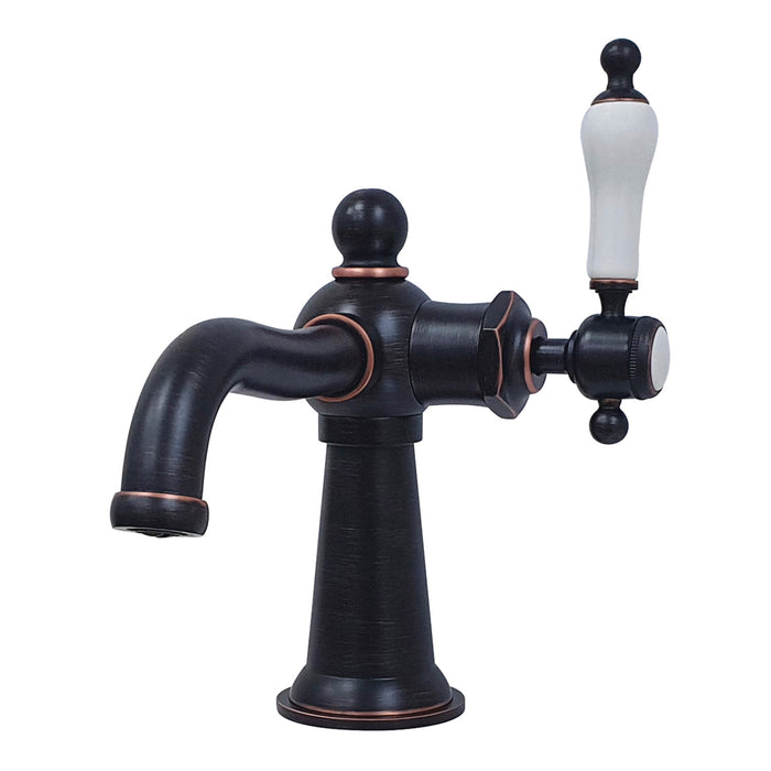 Kingston Brass KS154KLNB Nautical One-Handle Single-Hole Bathroom Faucet with Push Pop-Up Drain, Naples Bronze