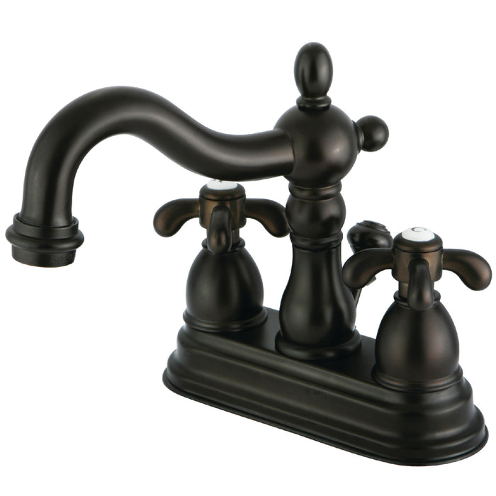 Kingston Brass KS1605TX French Country Double-Handle 4" Centerset Bathroom Faucet with Brass Pop-Up, Oil Rubbed Bronze