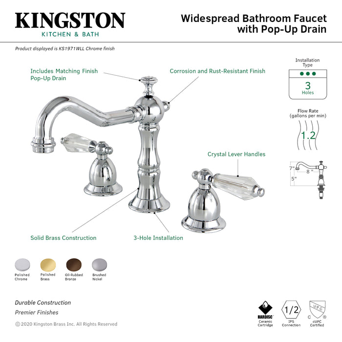 Kingston Brass KS1975WLL Wilshire Widespread Bathroom Faucet with Brass Pop-Up Drain, Oil Rubbed Bronze