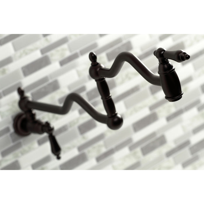 Kingston Brass KS2105AL Heritage Wall Mount Pot Filler Faucet, Oil Rubbed Bronze