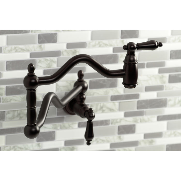 Kingston Brass KS2105AL Heritage Wall Mount Pot Filler Faucet, Oil Rubbed Bronze