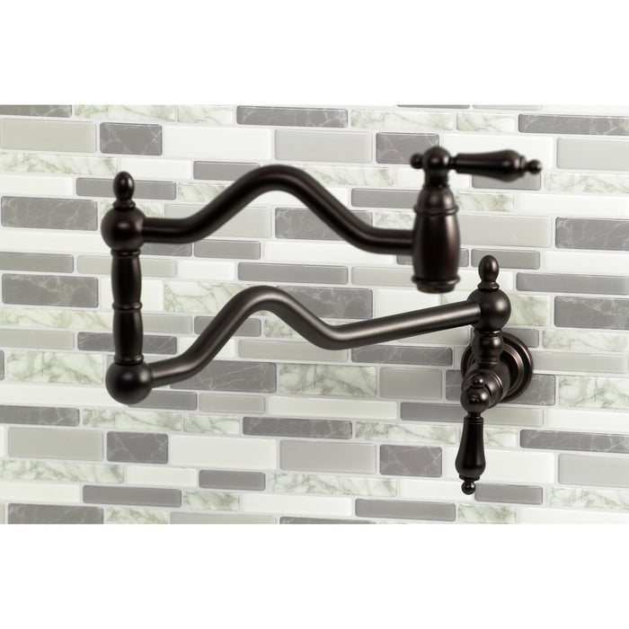 Kingston Brass KS2105AL Heritage Wall Mount Pot Filler Faucet, Oil Rubbed Bronze