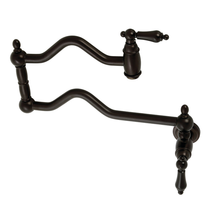 Kingston Brass KS2105AL Heritage Wall Mount Pot Filler Faucet, Oil Rubbed Bronze