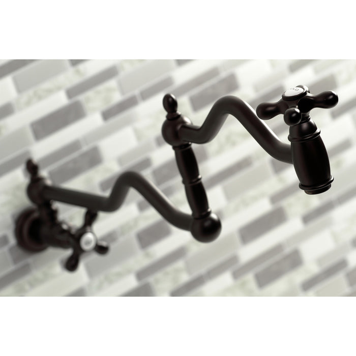 Kingston Brass KS2105AX Heritage Wall Mount Pot Filler Faucet, Oil Rubbed Bronze