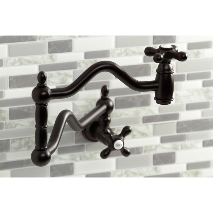 Kingston Brass KS2105AX Heritage Wall Mount Pot Filler Faucet, Oil Rubbed Bronze