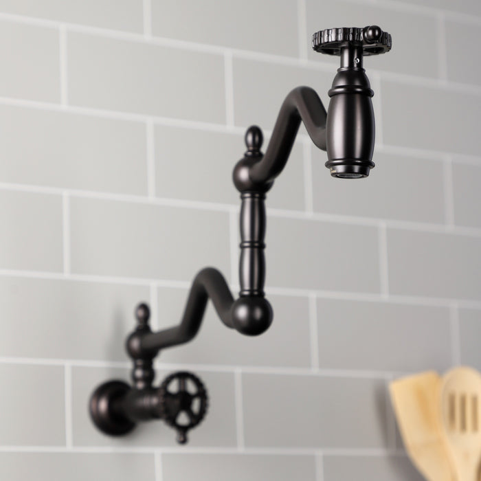 Kingston Brass KS2105CG Fuller Wall Mount Pot Filler Faucet, Oil Rubbed Bronze