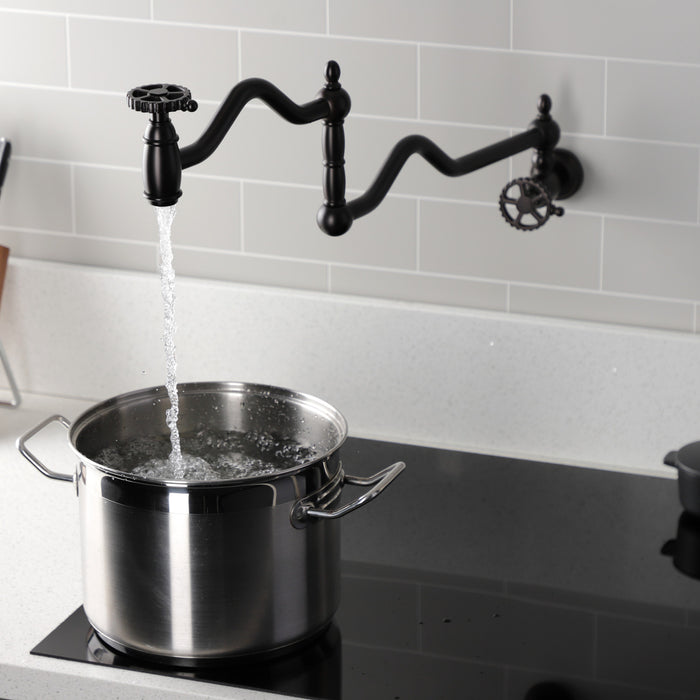 Kingston Brass KS2105CG Fuller Wall Mount Pot Filler Faucet, Oil Rubbed Bronze