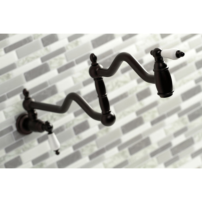 Kingston Brass KS2105PL Heritage Wall Mount Pot Filler Faucet, Oil Rubbed Bronze