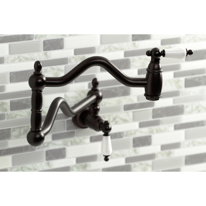 Kingston Brass KS2105PL Heritage Wall Mount Pot Filler Faucet, Oil Rubbed Bronze