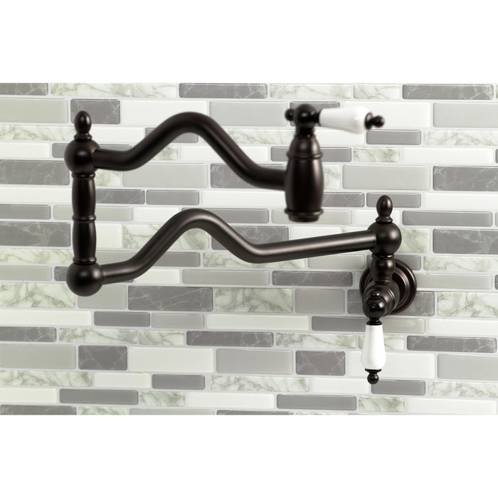 Kingston Brass KS2105PL Heritage Wall Mount Pot Filler Faucet, Oil Rubbed Bronze