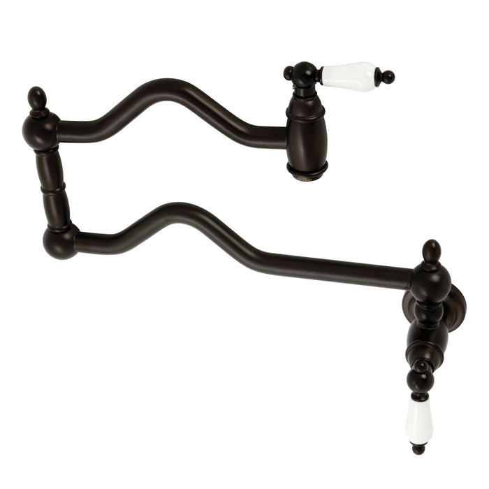 Kingston Brass KS2105PL Heritage Wall Mount Pot Filler Faucet, Oil Rubbed Bronze