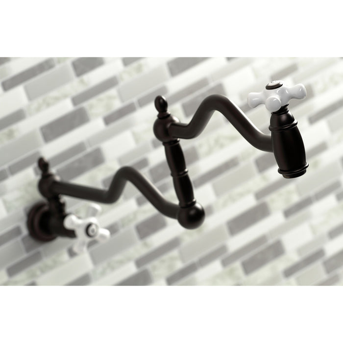 Kingston Brass KS2105PX Heritage Wall Mount Pot Filler Faucet, Oil Rubbed Bronze