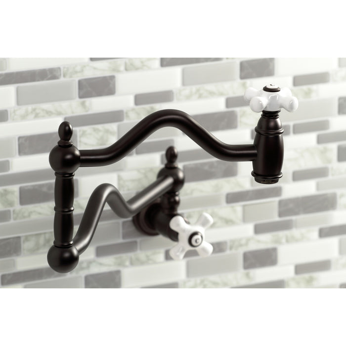 Kingston Brass KS2105PX Heritage Wall Mount Pot Filler Faucet, Oil Rubbed Bronze