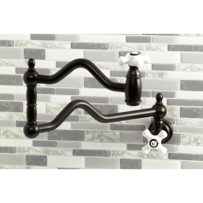 Kingston Brass KS2105PX Heritage Wall Mount Pot Filler Faucet, Oil Rubbed Bronze