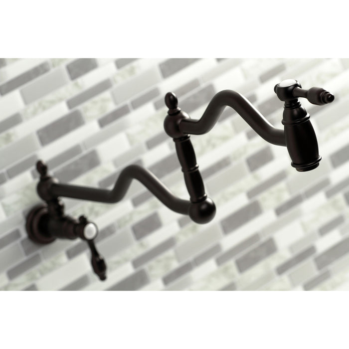 Kingston Brass KS2105TAL Tudor Wall Mount Pot Filler Faucet, Oil Rubbed Bronze