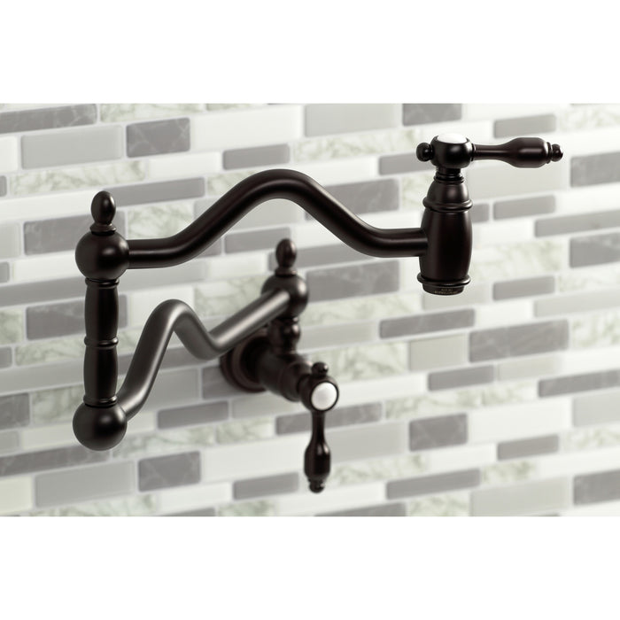 Kingston Brass KS2105TAL Tudor Wall Mount Pot Filler Faucet, Oil Rubbed Bronze