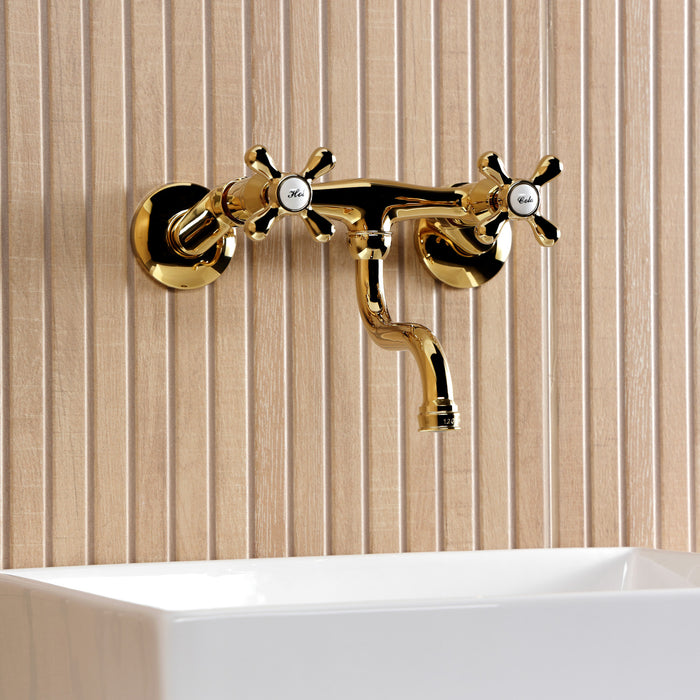 Kingston Brass KS2112AX Kingston Double-Handle Wall Mount Bathroom Faucet, Polished Brass