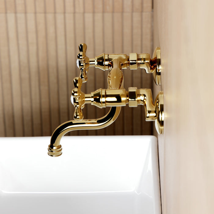 Kingston Brass KS2112AX Kingston Double-Handle Wall Mount Bathroom Faucet, Polished Brass