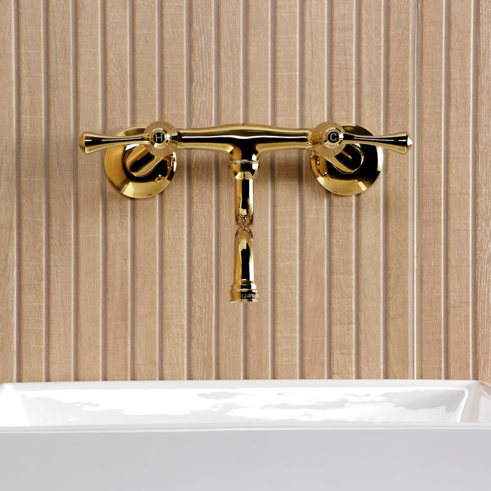 Kingston Brass KS2112BL Kingston Double-Handle Wall Mount Bathroom Faucet, Polished Brass