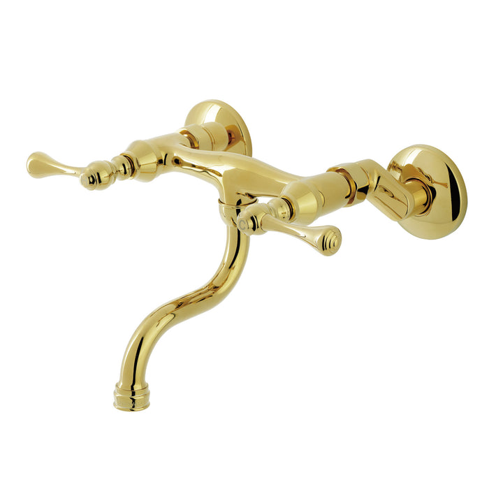 Kingston Brass KS2112BL Kingston Double-Handle Wall Mount Bathroom Faucet, Polished Brass