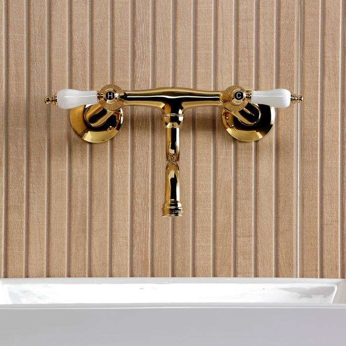 Kingston Brass KS2112PL Kingston Double-Handle Wall Mount Bathroom Faucet, Polished Brass