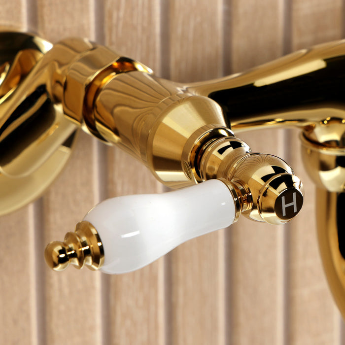 Kingston Brass KS2112PL Kingston Double-Handle Wall Mount Bathroom Faucet, Polished Brass
