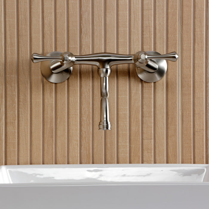 Kingston Brass KS2118BL Kingston Double-Handle Wall Mount Bathroom Faucet, Brushed Nickel