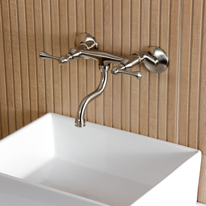 Kingston Brass KS2118BL Kingston Double-Handle Wall Mount Bathroom Faucet, Brushed Nickel