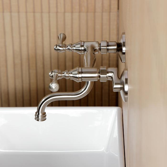 Kingston Brass KS2118BL Kingston Double-Handle Wall Mount Bathroom Faucet, Brushed Nickel