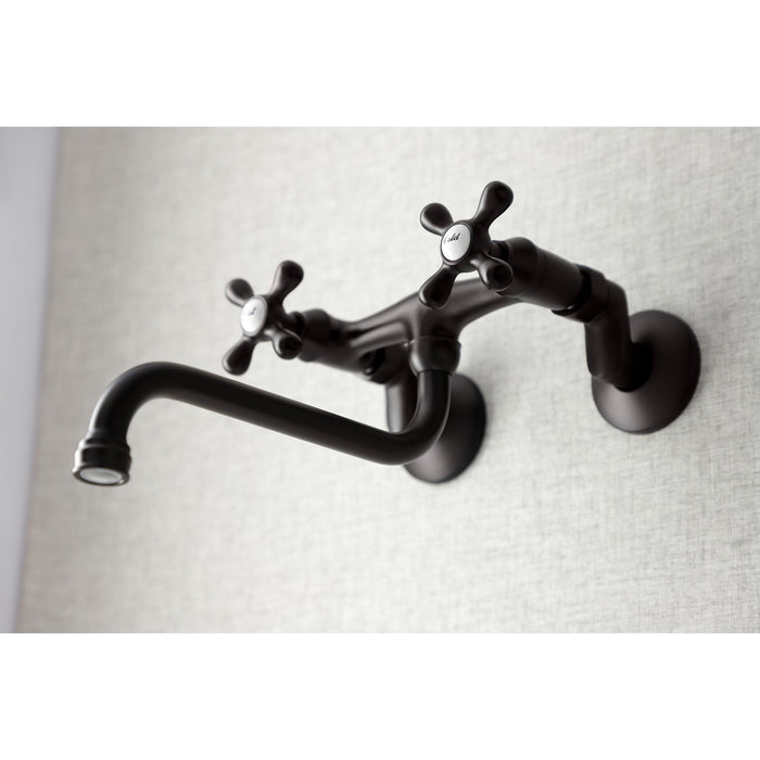 Kingston Brass KS215ORB Kingston Adjustable Center Wall Mount Bathroom Faucet, Oil Rubbed Bronze