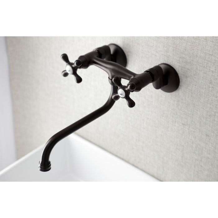 Kingston Brass KS215ORB Kingston Adjustable Center Wall Mount Bathroom Faucet, Oil Rubbed Bronze