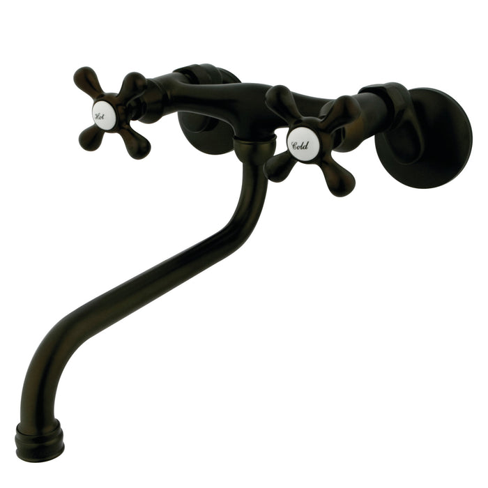 Kingston Brass KS215ORB Kingston Adjustable Center Wall Mount Bathroom Faucet, Oil Rubbed Bronze