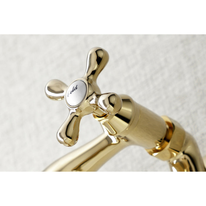 Kingston Brass KS215PB Kingston Adjustable Center Wall Mount Bathroom Faucet, Polished Brass