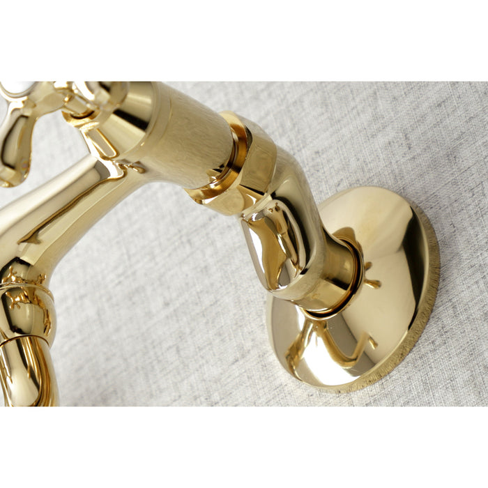 Kingston Brass KS215PB Kingston Adjustable Center Wall Mount Bathroom Faucet, Polished Brass