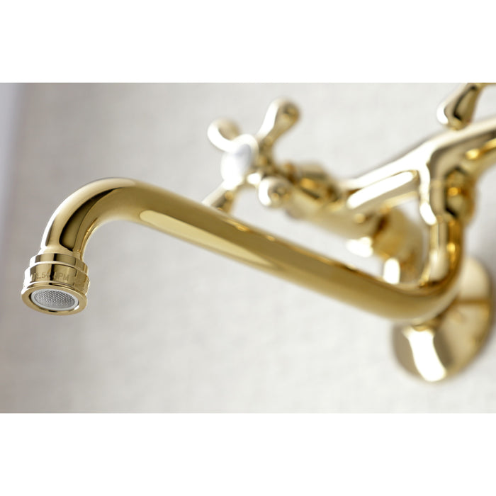 Kingston Brass KS215PB Kingston Adjustable Center Wall Mount Bathroom Faucet, Polished Brass