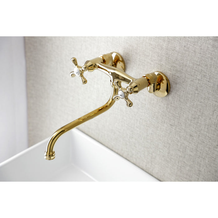 Kingston Brass KS215PB Kingston Adjustable Center Wall Mount Bathroom Faucet, Polished Brass