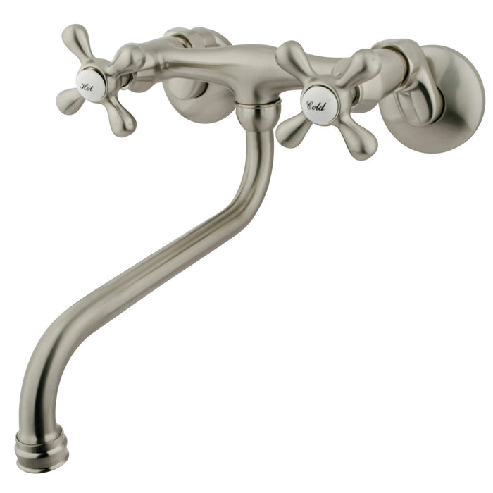Kingston Brass KS215SN Kingston Adjustable Center Wall Mount Bathroom Faucet, Brushed Nickel